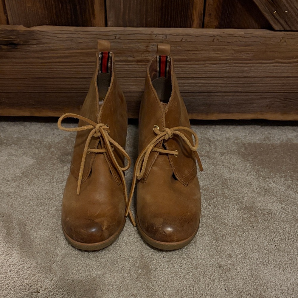 Sperry Top-Sider Tan Leather Wedge Ankle Boots